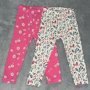 2-Pair 2T Toddler Old Navy Leggings Unicorn and Pink Daisy